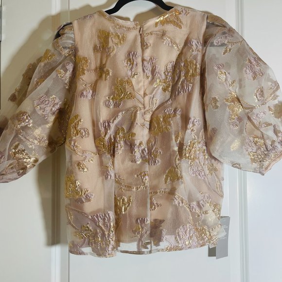 Elegant H&M Puff-Sleeved Brocade Top - Size Small - Picture 3 of 4